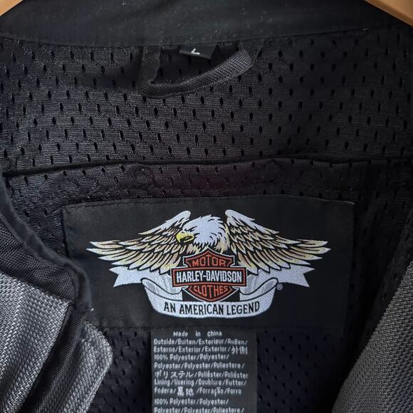 Harley-Davidson Men's Motorcycle Jacket Gray Black Mesh Riding Full Zip Large - Picture 7 of 10